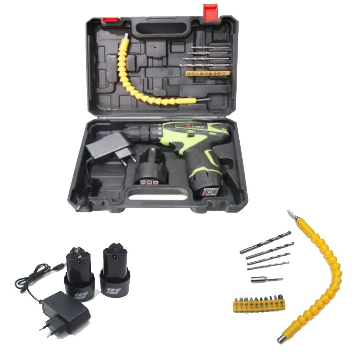 NANKAI 2 BATERAI Cordless Drill bor baterai 12 V charger XENON 2 BATERAI Cordless Drill bor baterai 