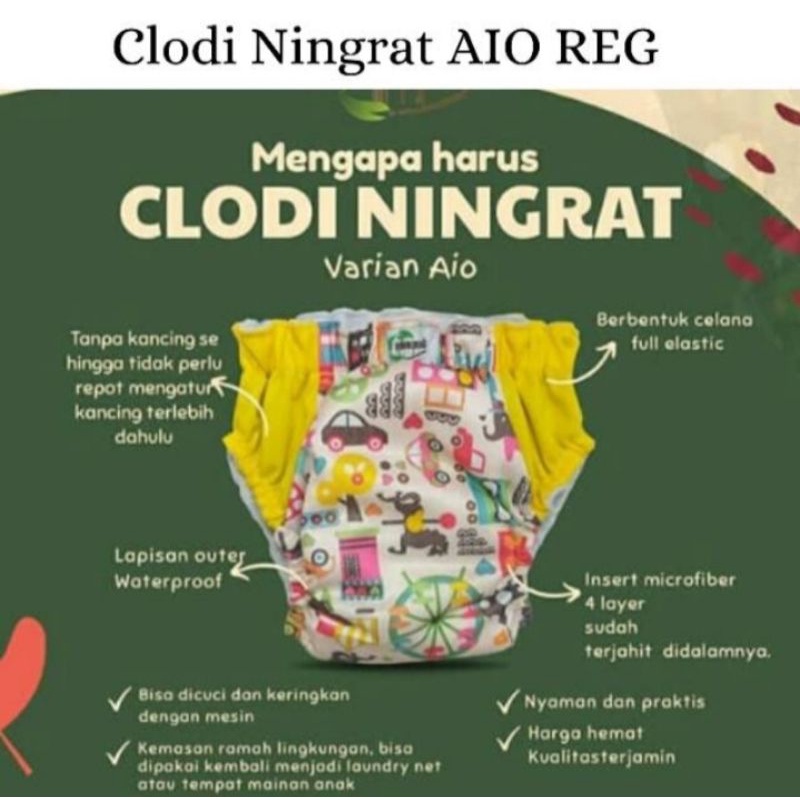 Clodi Ningrat Aio Reguler ( 3-15 kg ) / Clodi popok cuci ulang / Clodi SNI