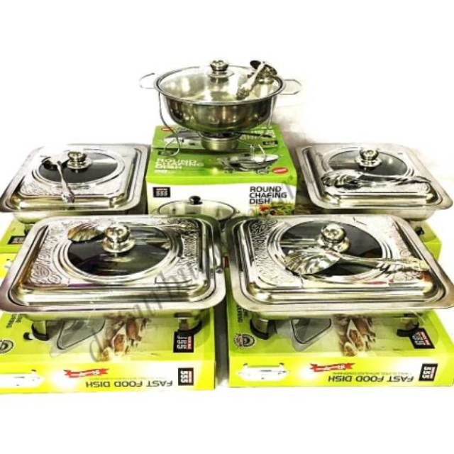 prasmanan stainless semi kaca batik 5 set 1/4