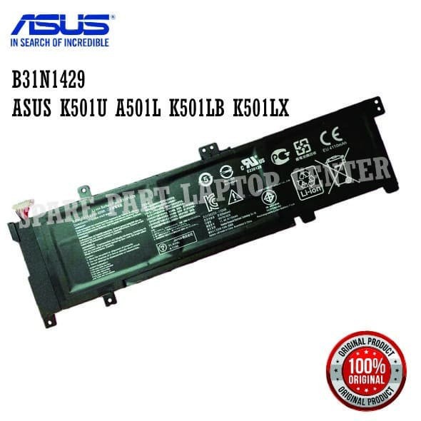 BATERAI BATTERY ASUS B31N1429 A501 A501L A501LX K501 K501U  K501LB K501LX BLACK HITAM ORIGINAL BARU