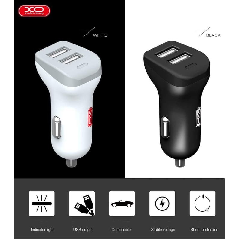 Quick Charge 2.4A Car Charger mobil with Dual Ports Model: XO CC-11