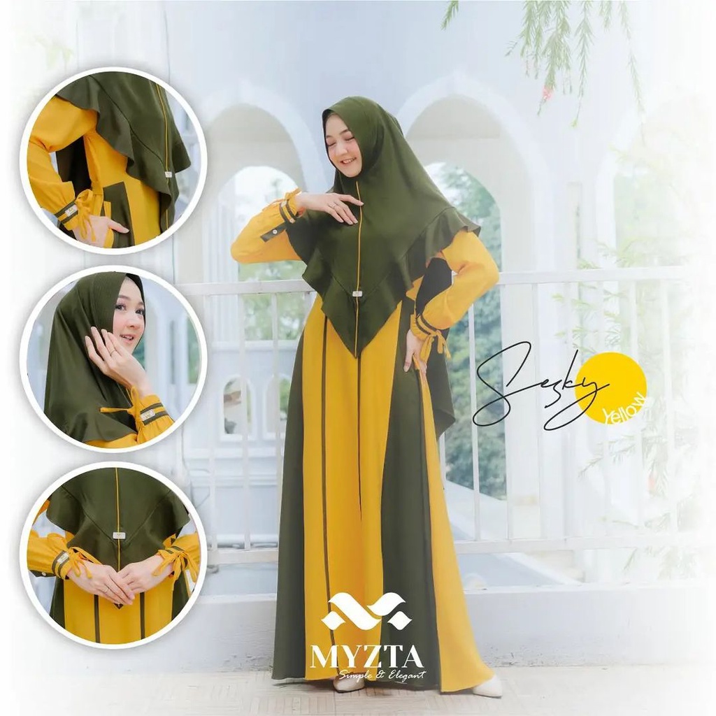 Sesky Syari Set Gamis Khimar Lady Zara Busui Friendly / Gamis Myzta