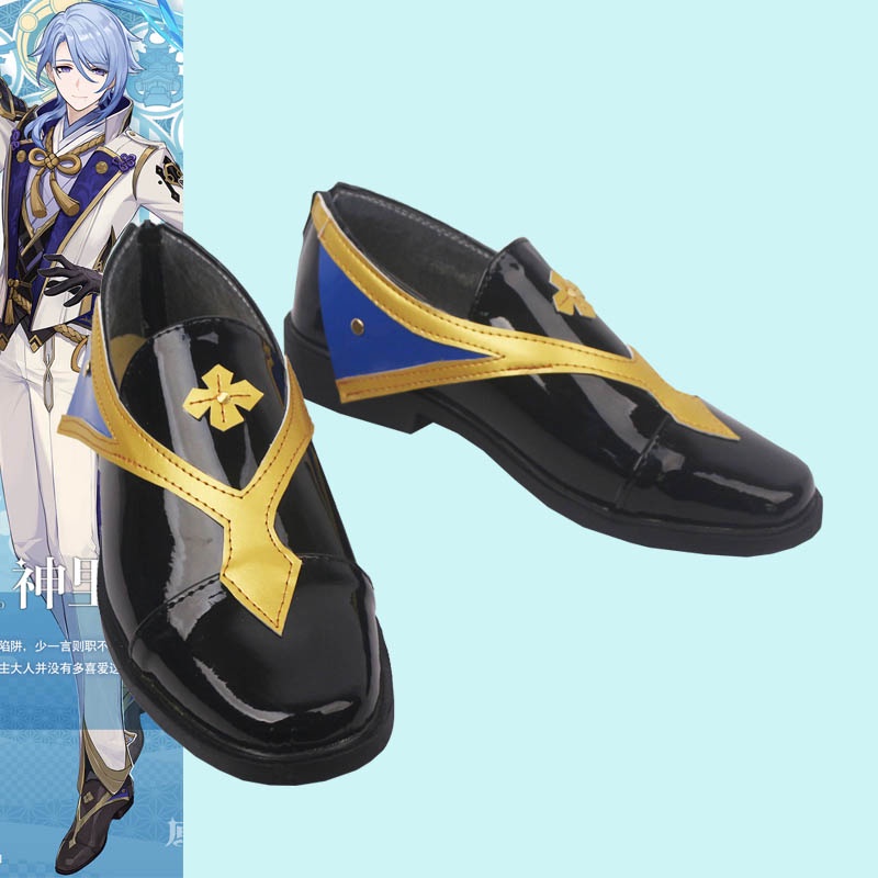 PREORDER Game Kamisato Ayato Cosplay Shoes Genshin Impact Kamisato Ayato Shoes PU Leater Boot