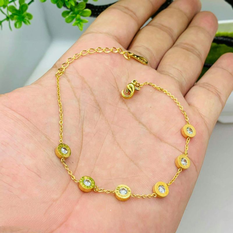 GG Gelang Tangan 6 Mata Angka Romawi Titanium