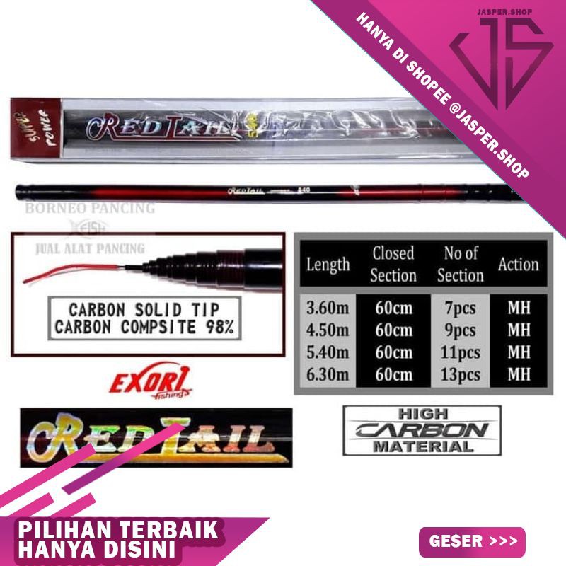 LEBIH HEMAT Joran / Tegek Exori Redtail 300CM/3.0M | Full Carbon