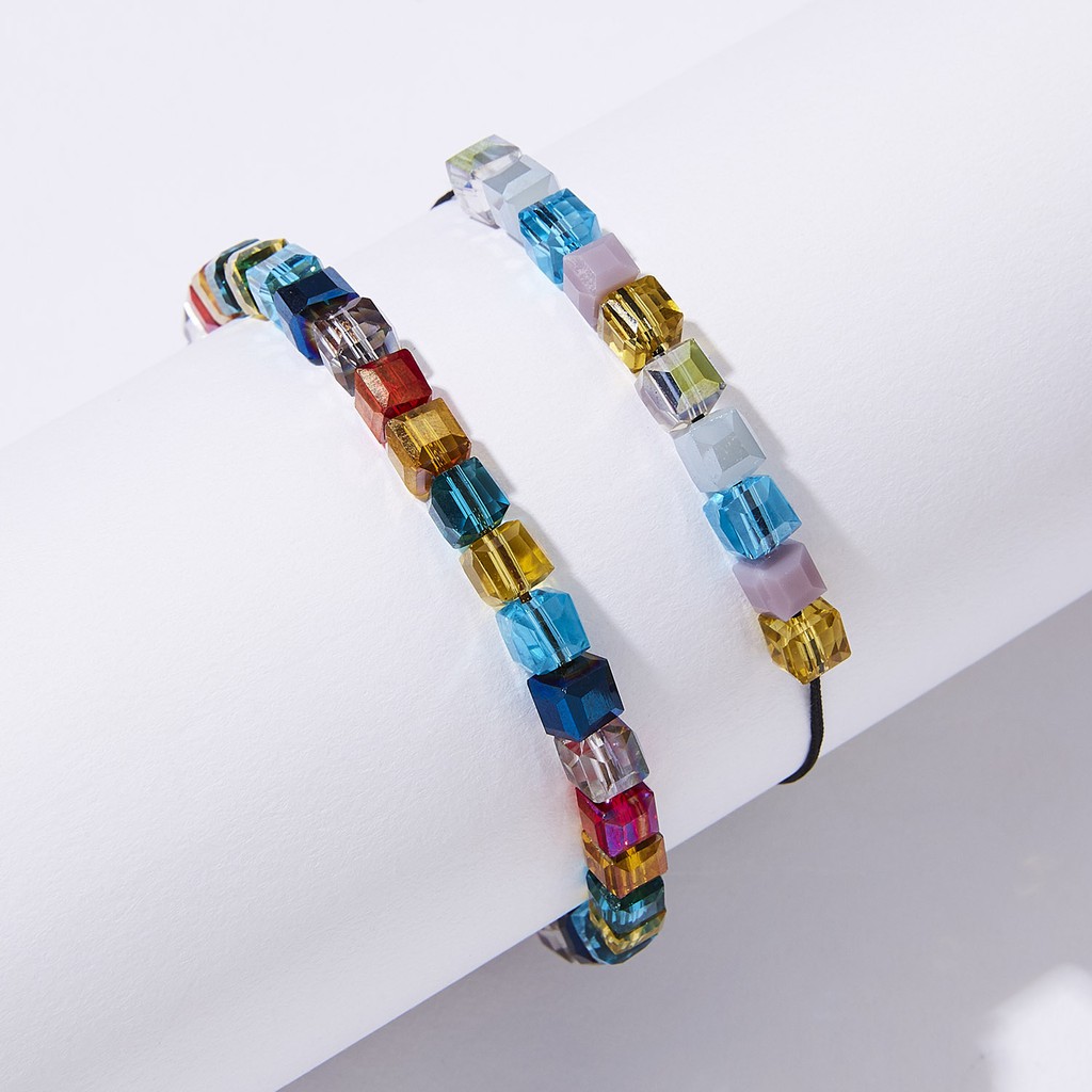 Gelang Kristal Warna-Warni Adjustable Untuk Wanita