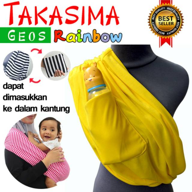 SALE 12.12 GEOS KANTONG TAKASIMA RAINBOW DENGAN KANTUNG Geos GENDONGAN KAOS MURAH GENDONGAN SLING