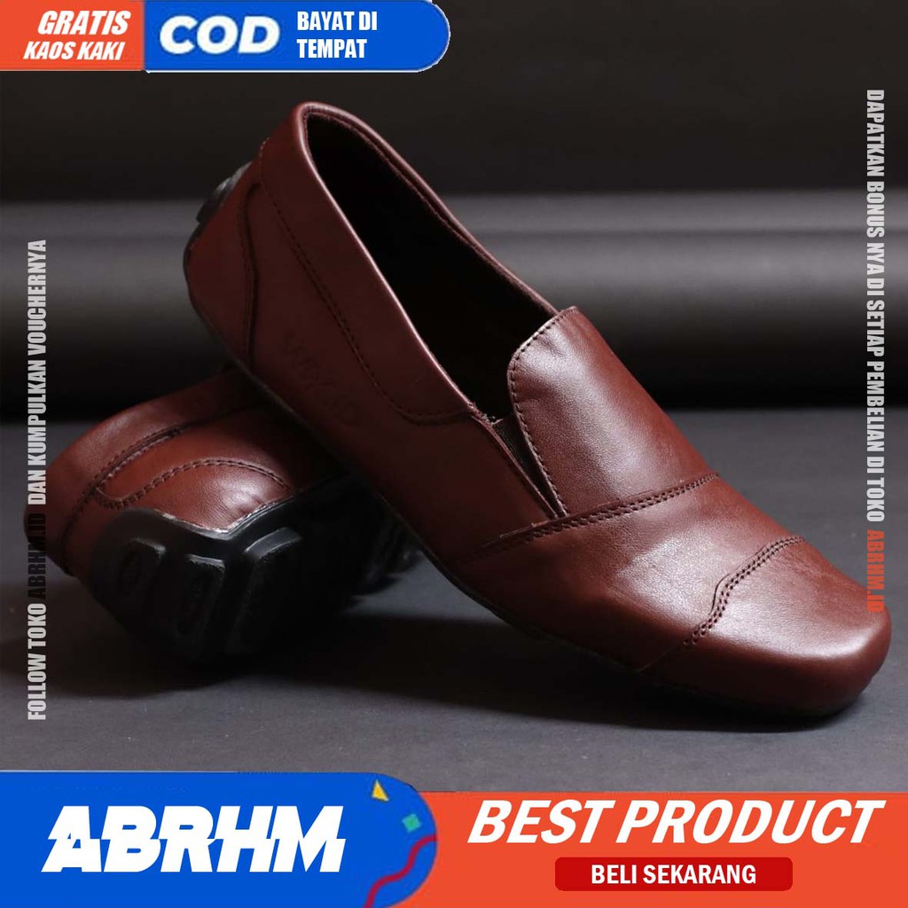 ABRHM X WRK Sepatu Slip On Pria Sepatu Pria Casual Kulit Asli Ori Keren Cowo/Cowok Sepatu Kerja Pria Sepatu Kasual Santal Kuliah Kondangan Semi Formal Gaya Keren Kekinian Murah Terlaris