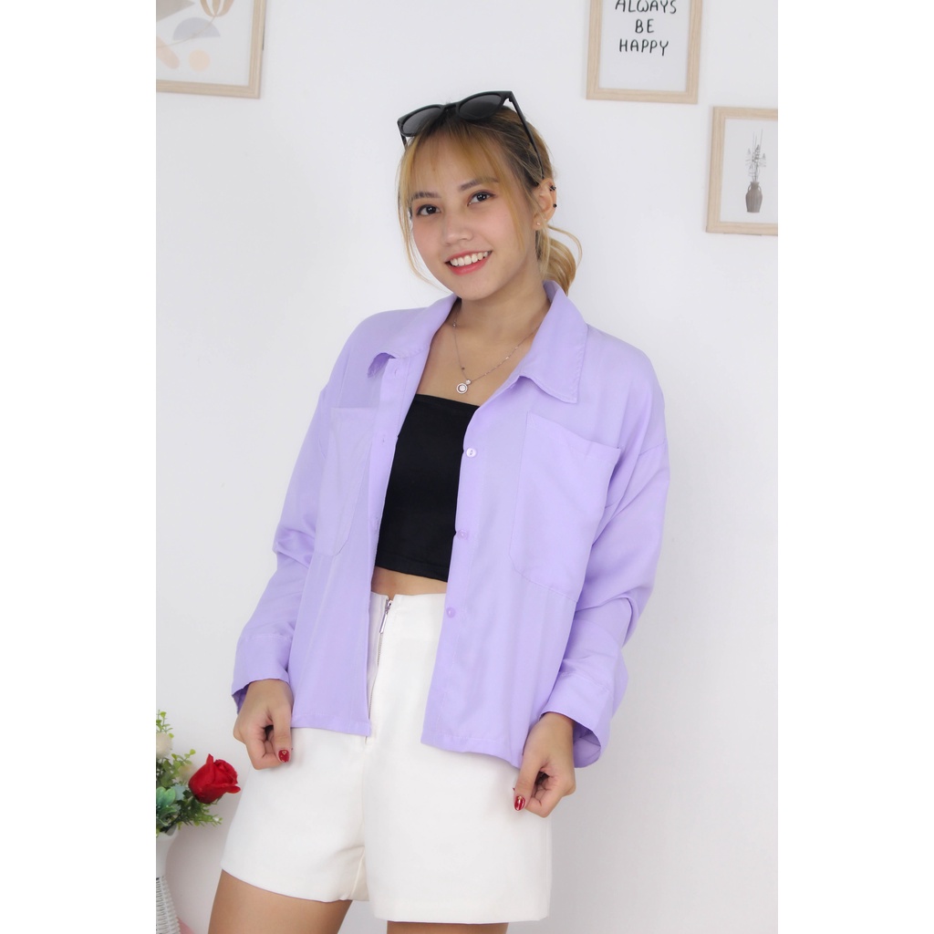 RX Fashion - Kemeja Gita Rami Basic / KEM TASA / GIOMI LINEN RAMI SHIRT - BN-UNGU