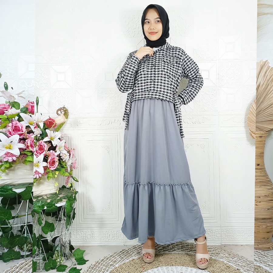 DRESS SHEILLA ROMPI TASYA OUTER KOTAK GL FASHION