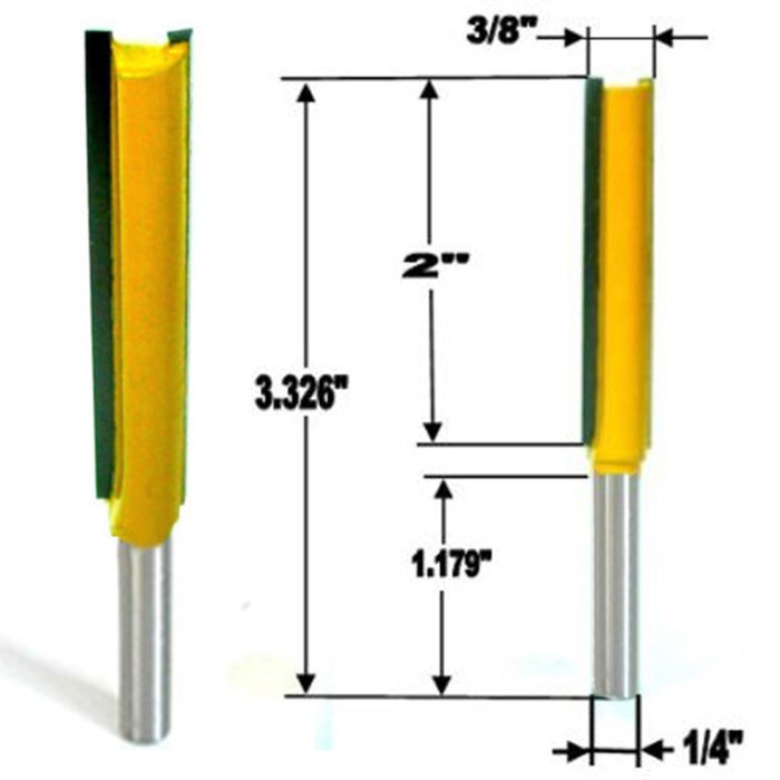 Mata Router Profil Straight Bit 2&quot; Long Straight Router As 1/4&quot; *RB18