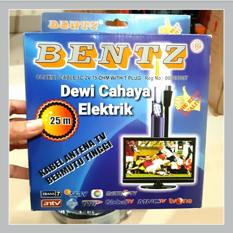 Bentz Kabel Antena TV RG6 25M + Jack - COAXIAL CABLE 5C-2V 75 OHM