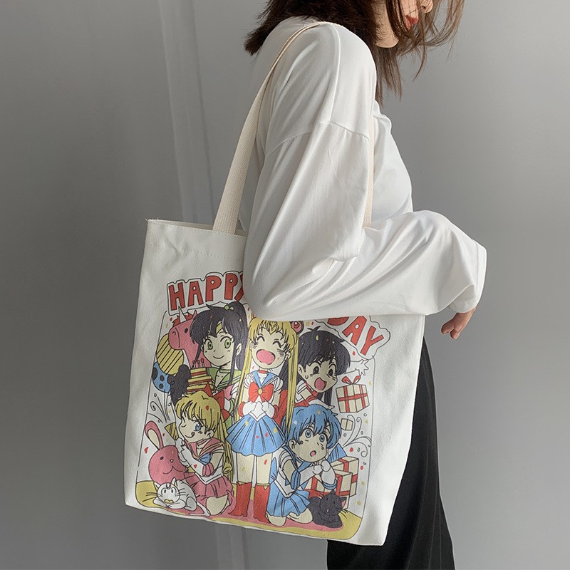 TC-86 tas kanvas canvas wanita import shoulder bag bahu korea jepang sailor moon sailormoon