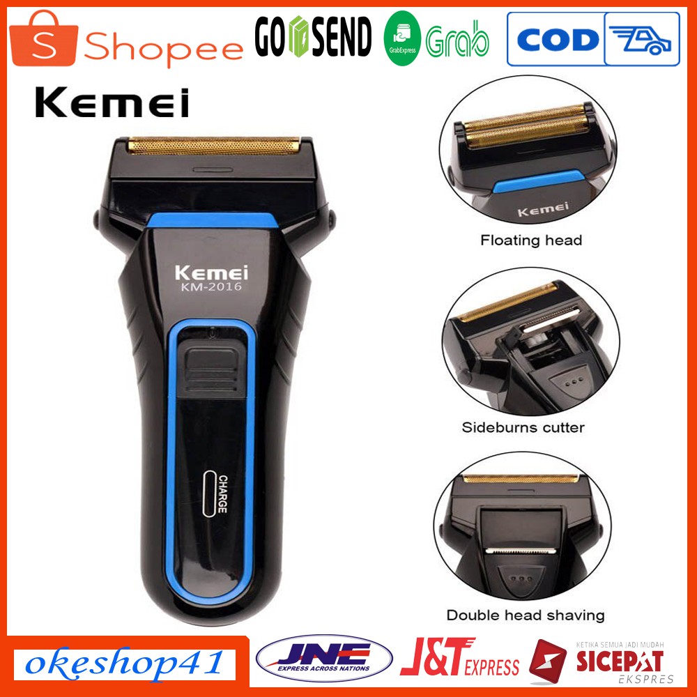 Kemei Alat Cukur Kumis Jenggot KM-2016 Electric Shaver Rechargeable