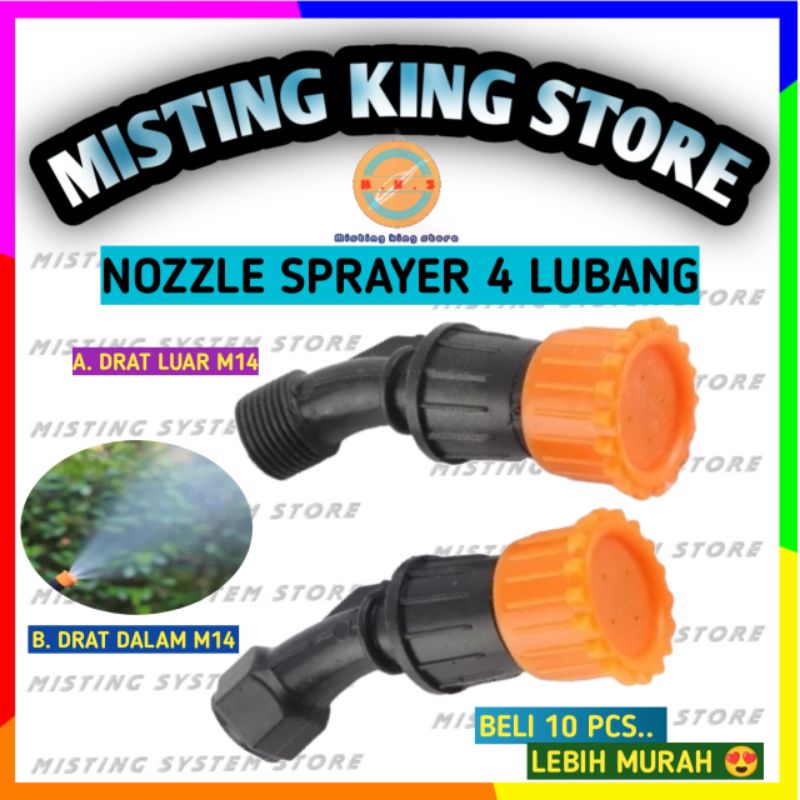 NOZZLE PLASTIK BENGKOK 4 LUBANG SPRAYER ELEKTRIK SEMPROTAN HAMA GENDONG PESTISIDA MIST NOZLE SPUYER 4 ARAH MATA KNAPSACK KNAPSAK POMPA DC 12V SINLEADER