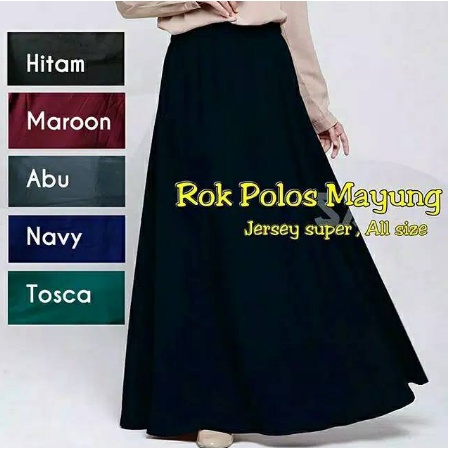 ROK PANJANG WANITA BAHAN JERSEY PREMIUM/ ROK MURAH/ROK ACARA/ROK KERJA UK ALL SIZE BB45-60KG HIGH WAIST WANITA MUSLIM SEMUA ACARA BISA COD