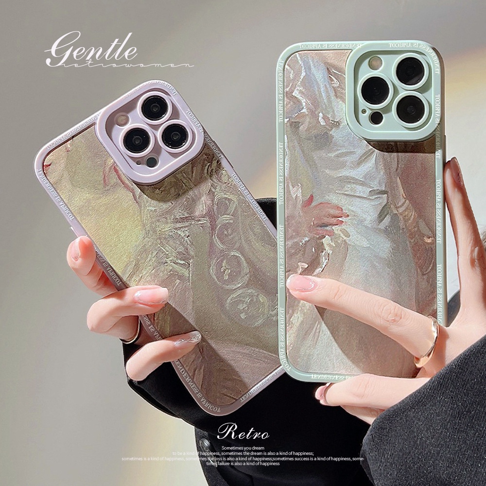 Case Pelindung Motif Lukisan Minyak Wanita Untuk Iphone 11 8 7 Plus SE2 XS XR 12 13 Mini PRO MAX