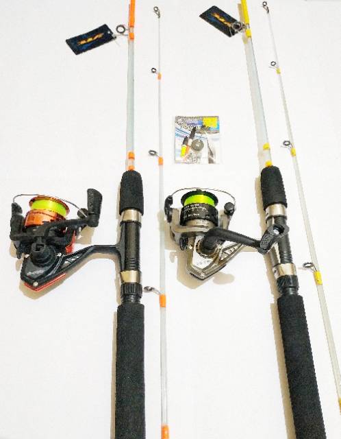 2 Set Pancing Audrey Spool besi 6BB Joran Fiber Glass 1.2 meter Kekuatan 5 kg (Tidak Pakai Tas)