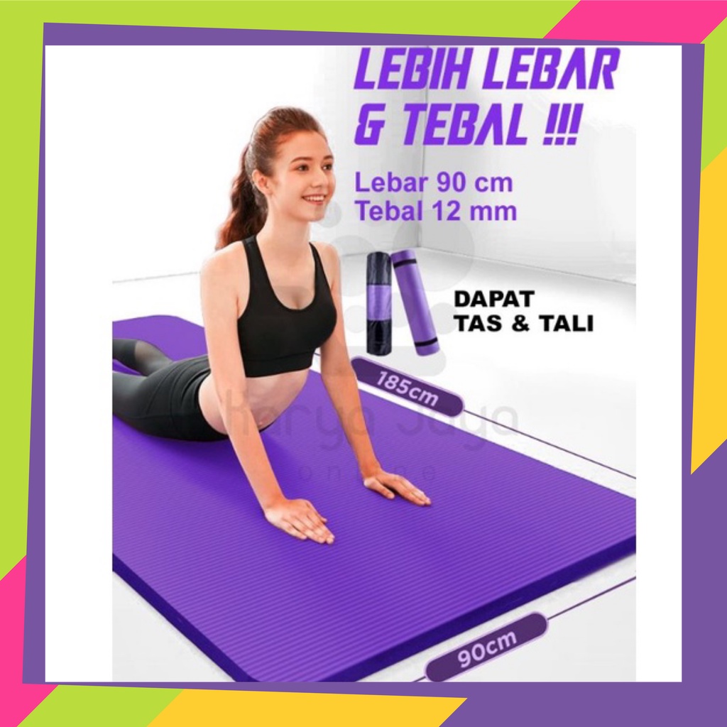 1189D1 / Matras Yoga Mat jumbo gratis tas &amp; tali tebal 1 &amp; 1,2 cm