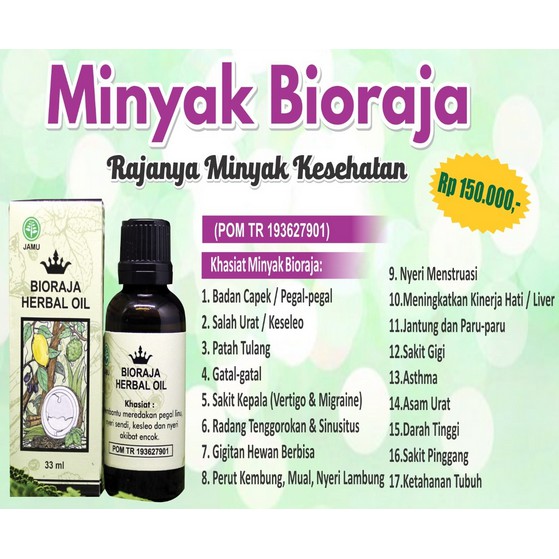 

Minyak Herbal Kesehatan Bioraja Bio Raja asam urat sakit gigi kembung keseleo patah Bisa Haid Asma