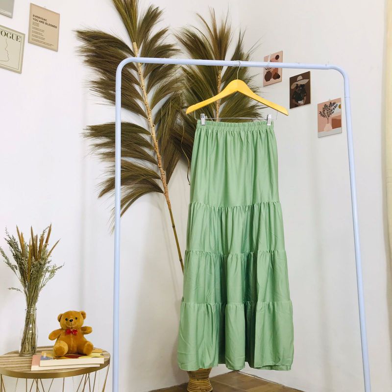 ROK SUSUN MAXI SKIRT // ROK PREMIUM // ROK WANITA TERBARU-Mint