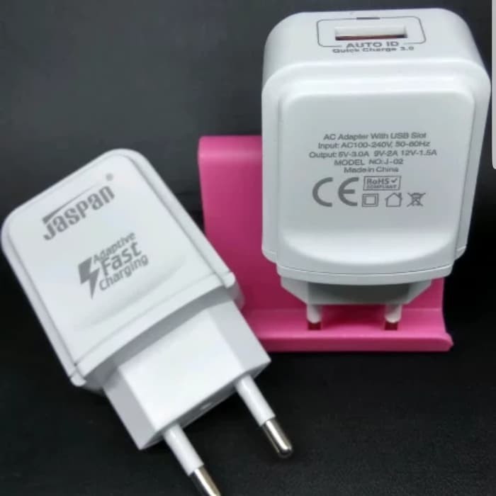 J-02 Jaspan Batok Adapter Fast Charging 3A 1 USB Qual Com Quick Charge