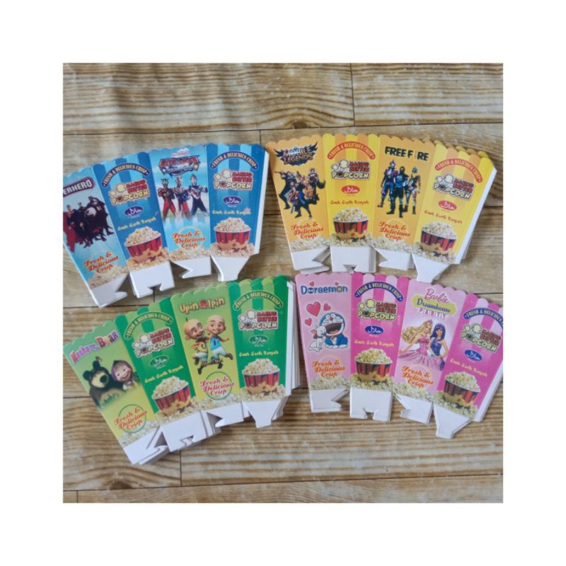 

Kertas Popcorn Size 12cmx6cm/ Kotak Jagung Popcorn Ukuran Sedang Gambar 3D/ Pembungkus Popcorn Terbaru