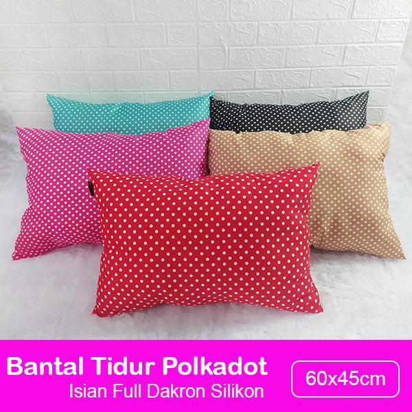 Bantal Guling Tidur Polkadot Bahan Katun Polyester Premium