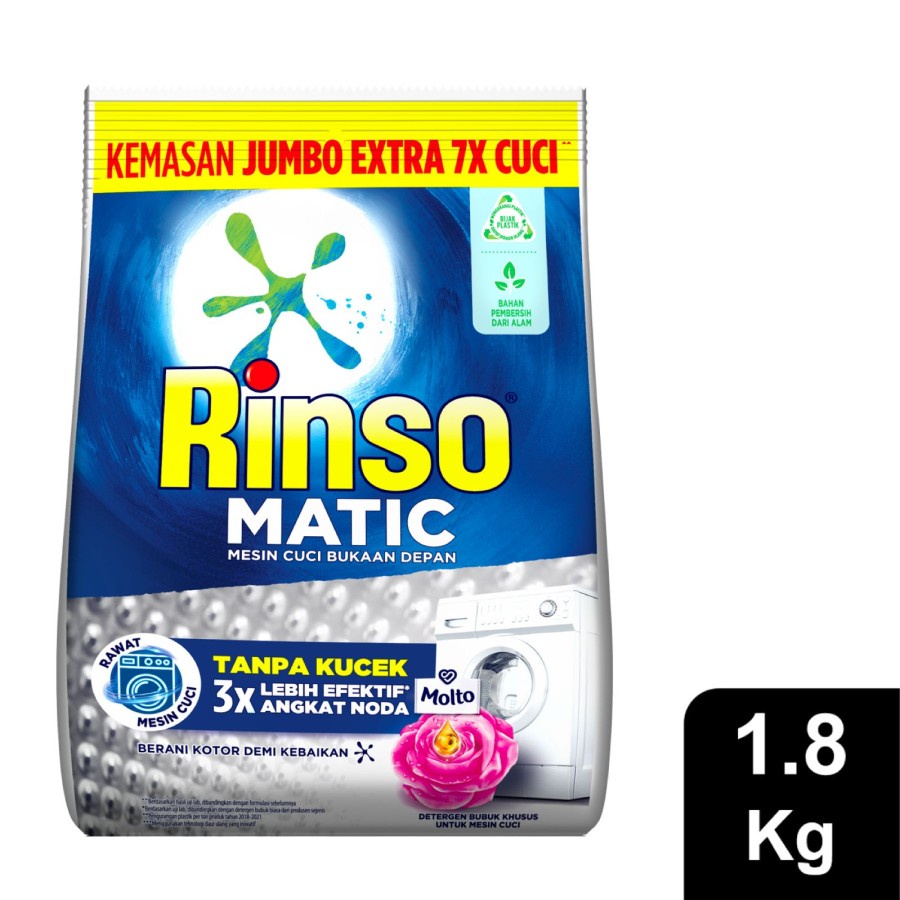 DETERJEN BUBUK RINSO MATIC MESIN CUCI BUKAAN DEPAN 1.8KG LAUNDRY DETERGENT