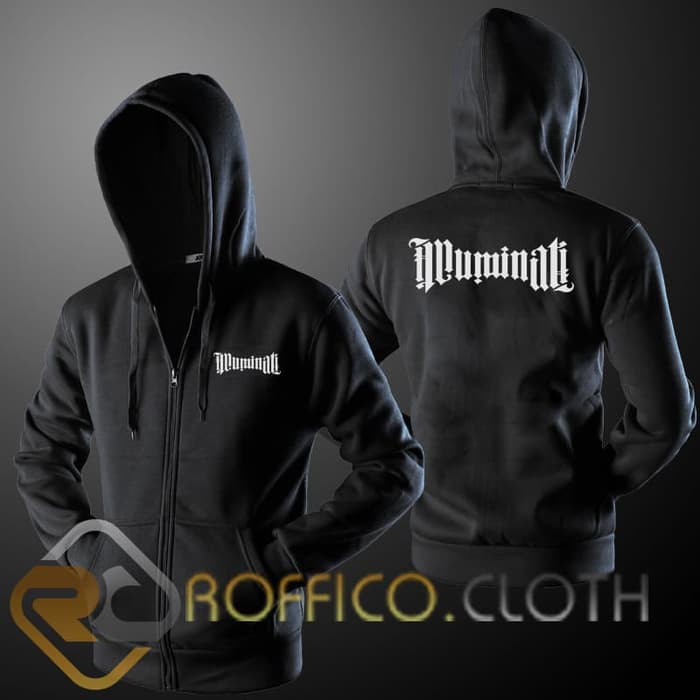 Jaket Hoodie Zipper Ambigram Illuminati Tattoo - Roffico Cloth