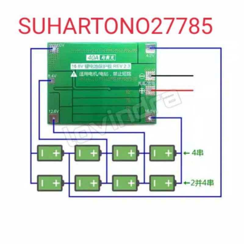 Bms 4S 40A Papan Modul Charger Baterai Lithium Li-On 4s 16.8v 40a