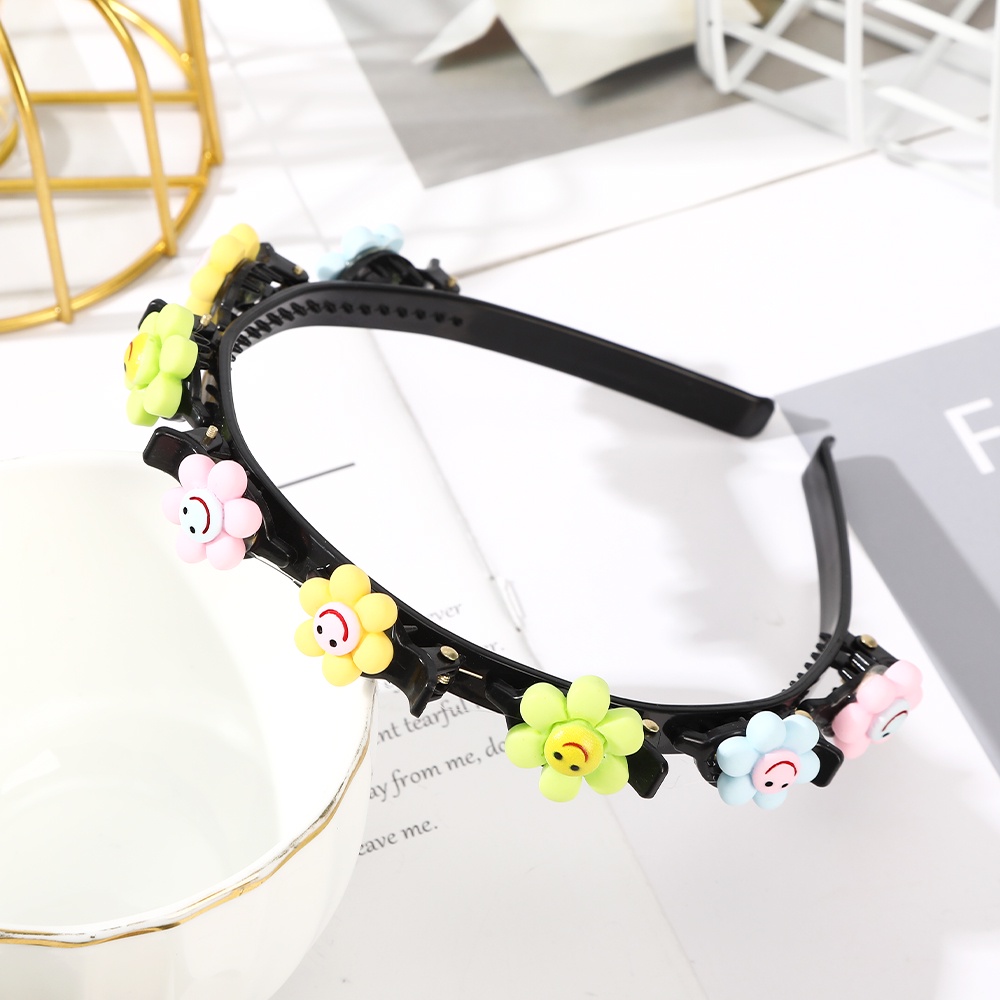 Korean Fashion Children Cute Headband with Clip Bangs Braided Hair Band for Kids Hair Accessories