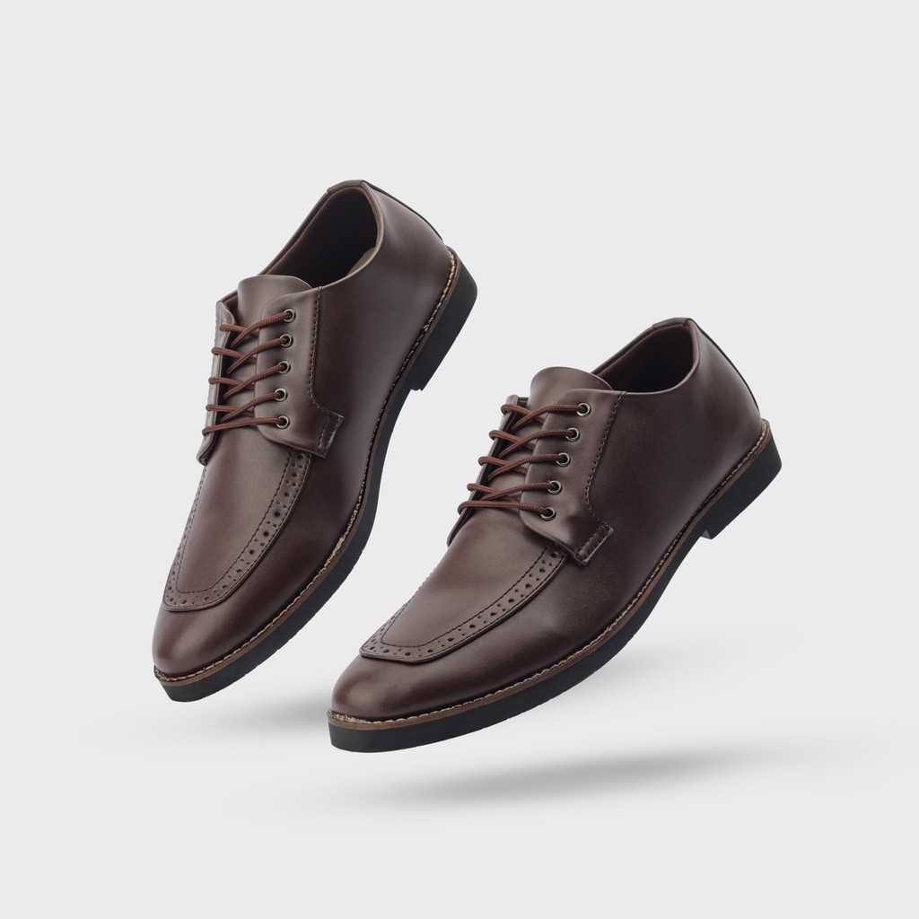 Reno Brown | Sepatu Pantofel Coklat Pria Casual Kerja Cowok Kantor Pantofel Laki Ori | FORIND Giant