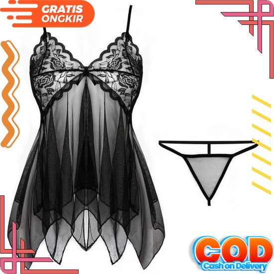 Lingerie Dress Deep V Satin Baju Tidur Baju Dinas Import Pakaian Wanita - S09 Ladexo Baju Haram Dina