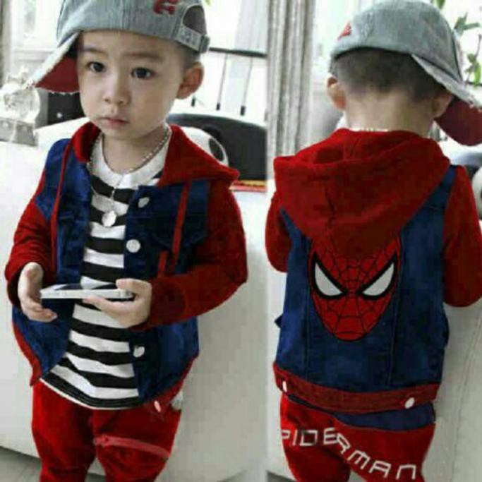 SET SPIDERMAN BOY PAKAIAN STELAN BAJU ANAK LAKI BAJU MERMAID
