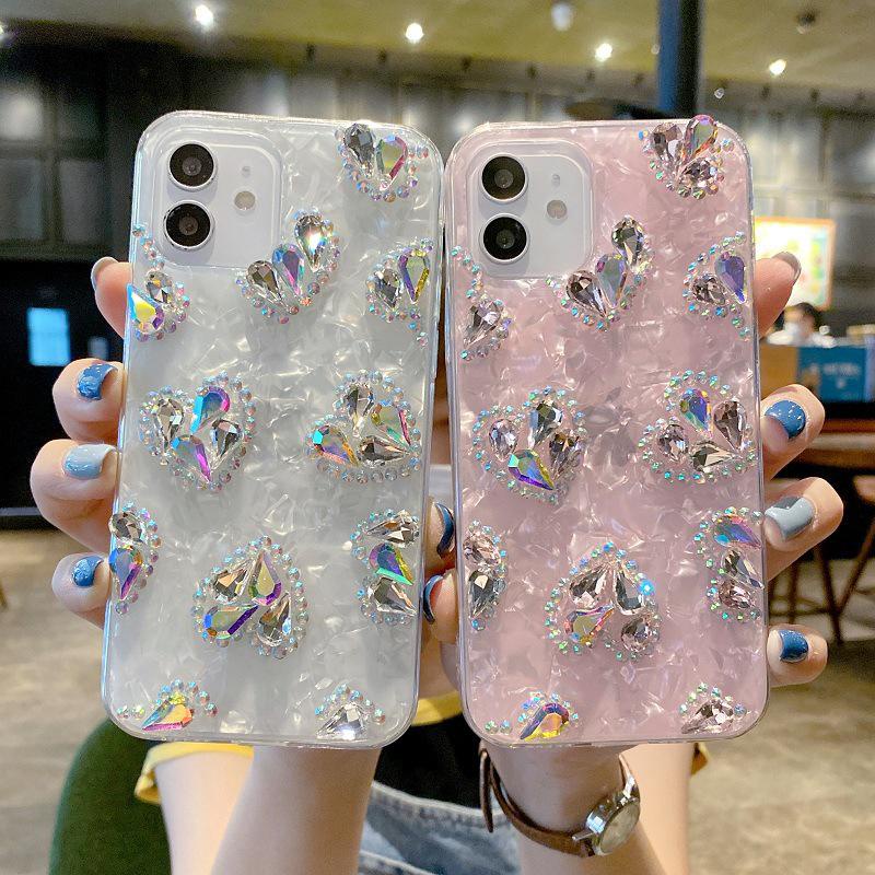 Silikon Glitter diamond Love Hati Iphone 7 8 SE 7+ 8+ X Xr Xs Max 11 Pro 12,Oppo Reno 4 4F 5 FH10