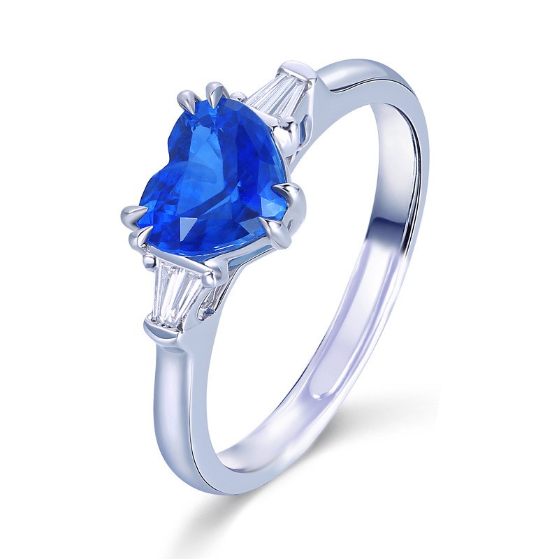 Cincin Perak 925 Asli Cincin Perak untuk Wanita Sapphire Cinta Berbentuk Hati Cincin Klasik Fashion Aksesoris Perhiasan