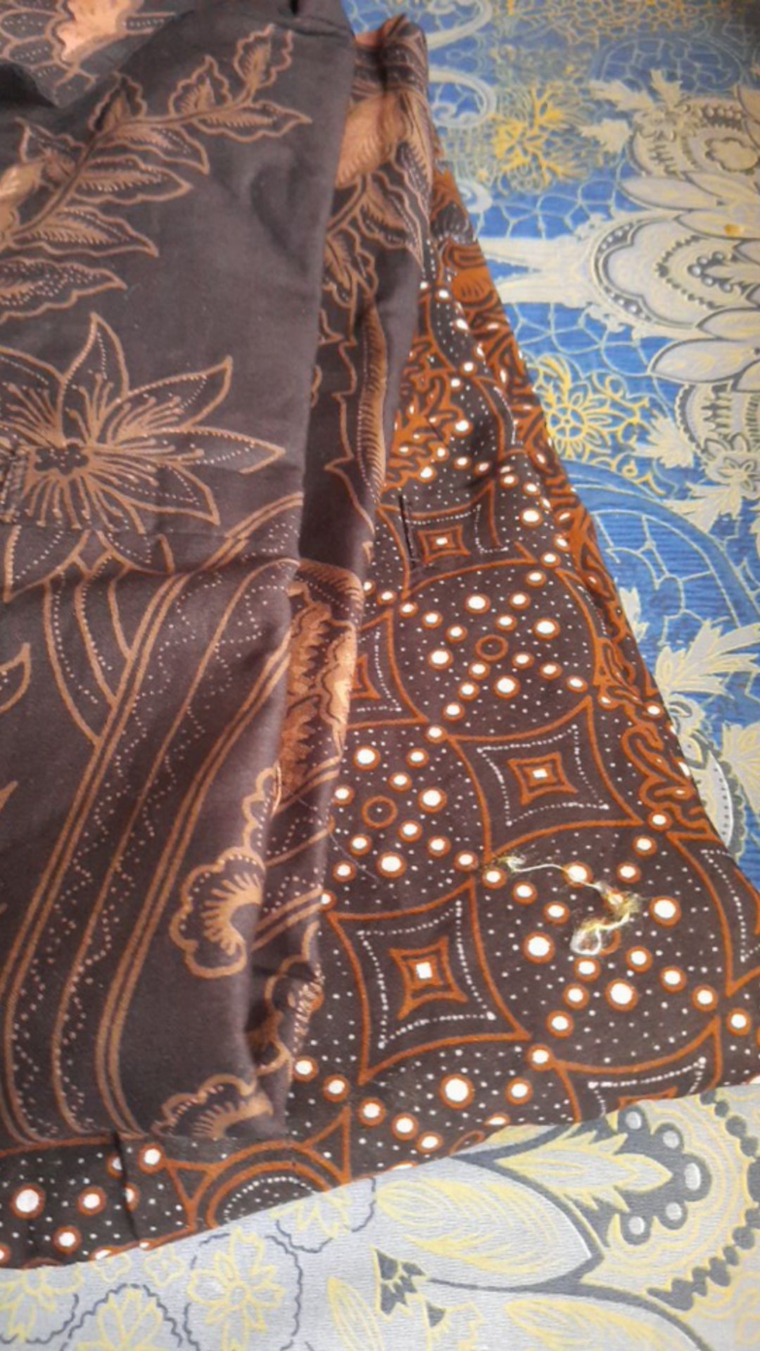 Pari Coklat Pendek Kemeja Batik Pria Full Furing Katun Sragenan