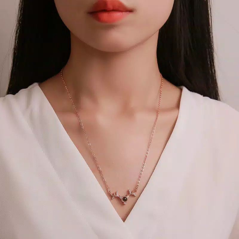 Horn necklace 100 languages i love you//kalung tanduk 100 bahasa i love you rantai klavikula