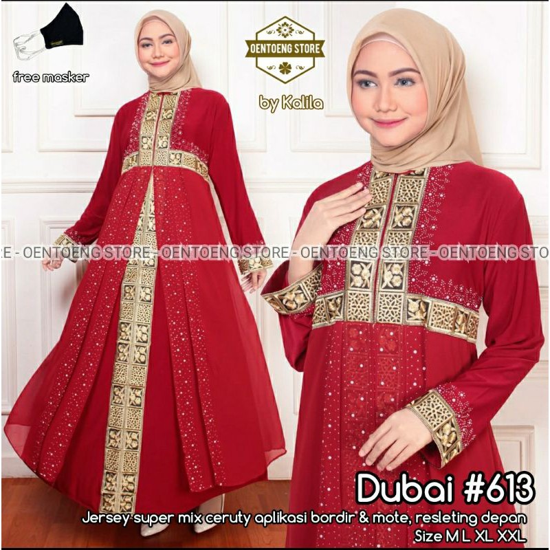 abaya WARNA turkey Red Busui dubai 613 original mewah cantik