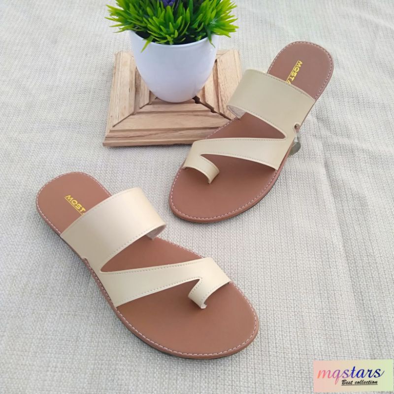 mqstars Sandal Flat Wanita Jepit Jempol Kasual  Sendal Simple Elegan