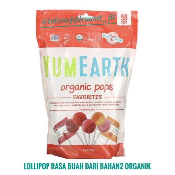 

Yum Earth/ YumEarth Organic Pops isi 50 pops Lollipop permen organik rasa buah