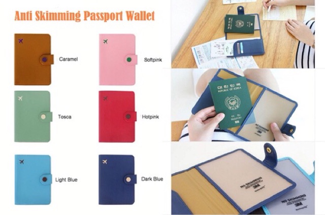 Anti skimming passport wallet ( dompet paspor anti kejahatan banyak sekat)