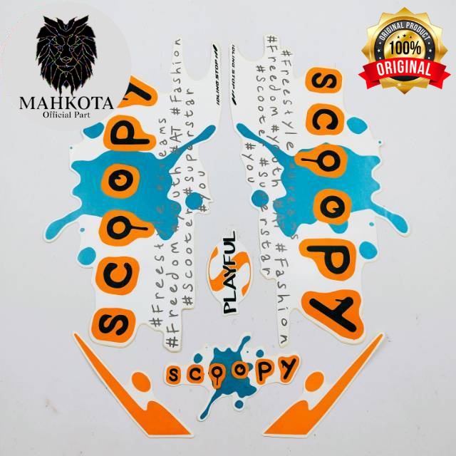 Original Asli Striping Stiker Polet list motor motor honda scoopy 2017 playful biru oren list body s