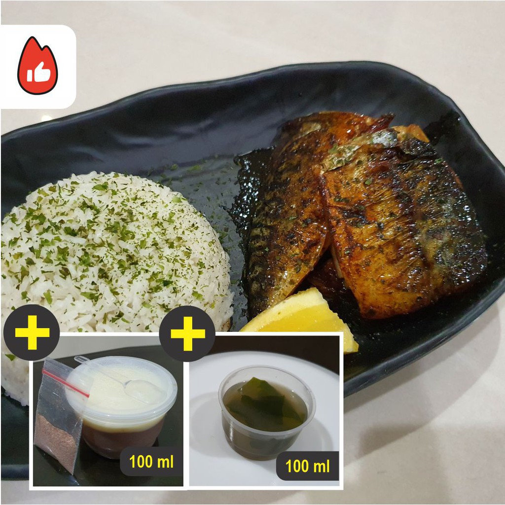 

(Set Menu) Saba Shioyaki Grill 150gr + Rice + Miso Soup + Silky Pudding Ovaltine Halal #murah #enak