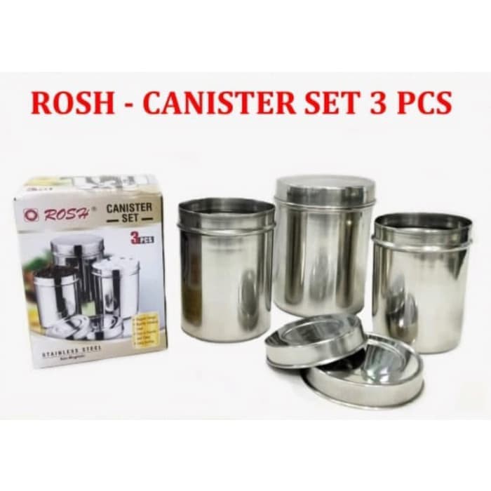 Paket Tempat Wadah Canister 3 Pcs Toples Teh Kopi Gula Garam Set