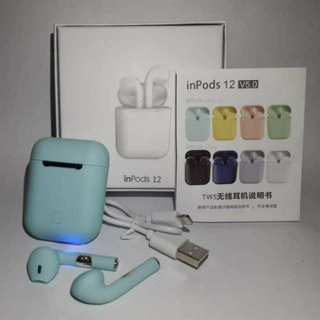 HEADSET BLUETOOTH INPODS i12 MACARON WIRELESS STEREO / 2 KUPING KIRI KANAN V5.0 MANTUL HARGA PABRIK