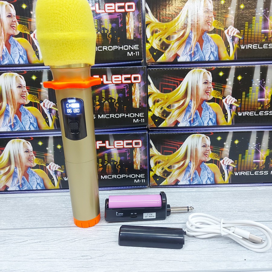 COD Microphone Wireless single terbaru Fleco M-11 mic wireless single//Mic Karaoke//Mic wireless Fleco M-11 X-BASS