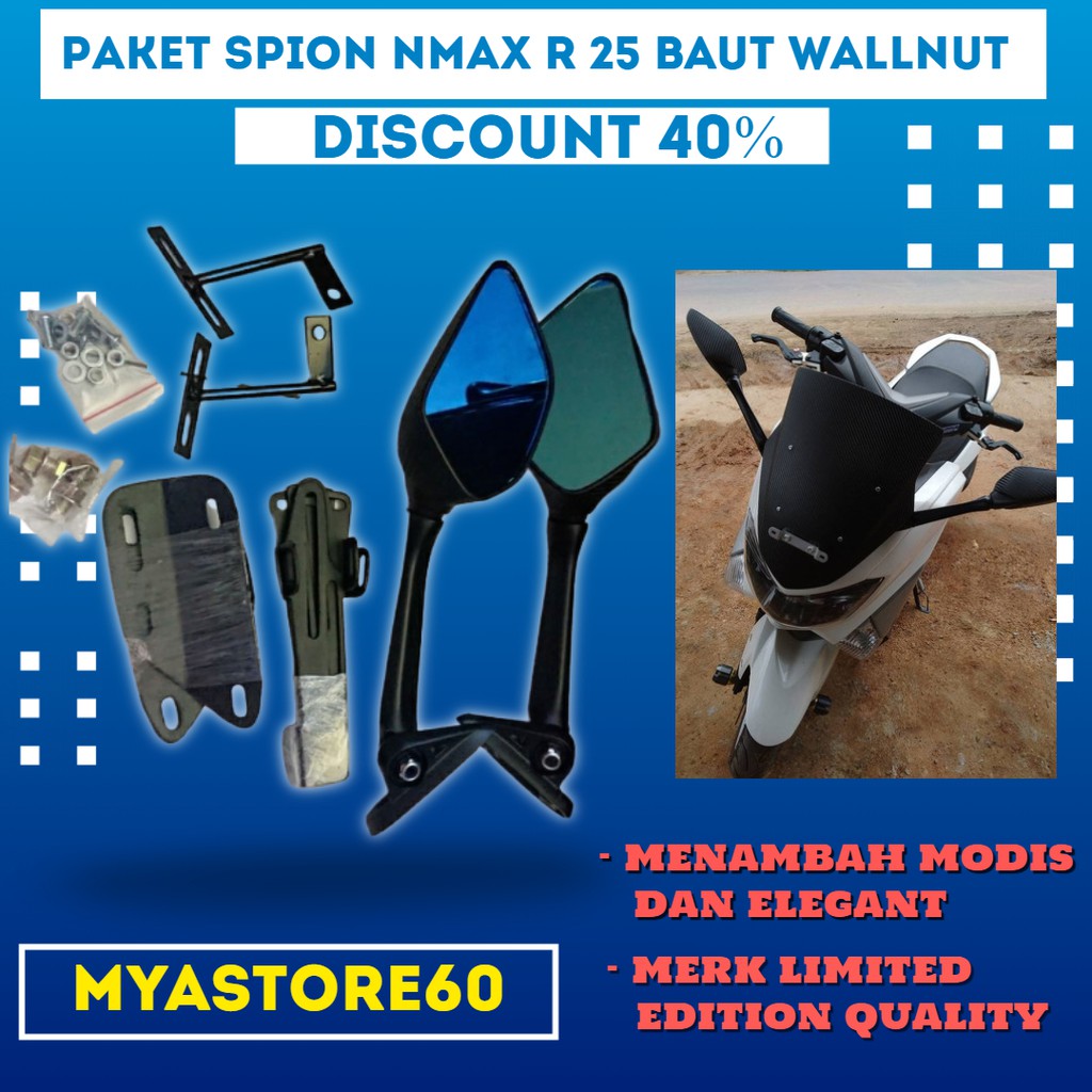 Paket Spion Nmax R 25 Serpo Baut Jebol Nmax / Spion R25 Karbon Wallnut - Hitam