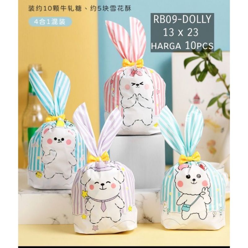 10pcs PLASTIK RABBIT COOKIES PERMEN HADIAH PLASTIK BUNNY RB-09 DOLLY